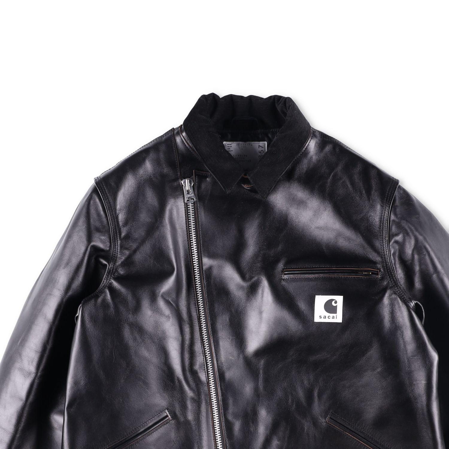 Sacai X Carhartt Wip Cotton Corduroy-Trimmed Leather Jacket