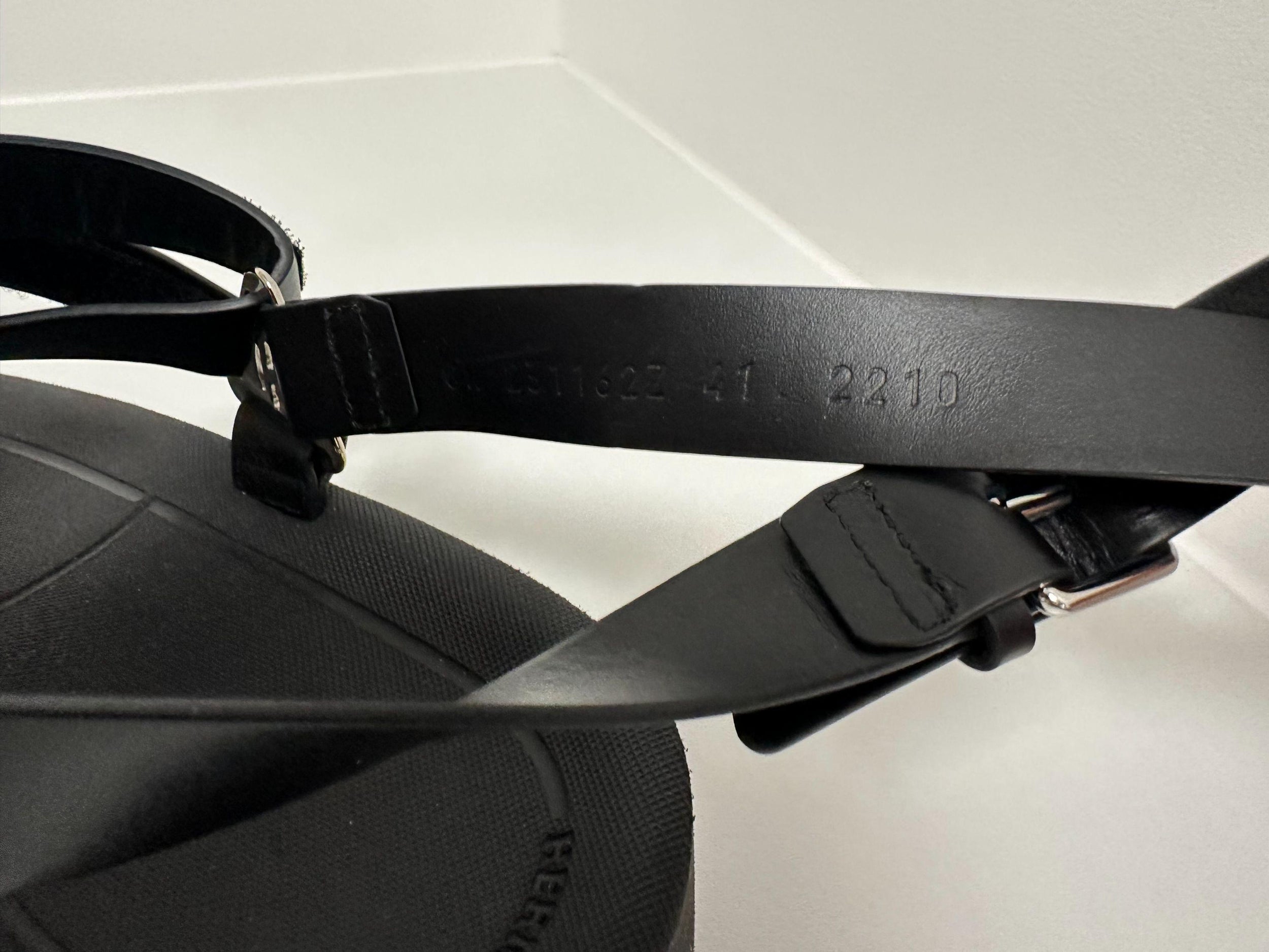 Hermes Black Leather and Rubber Galaxy Sandals