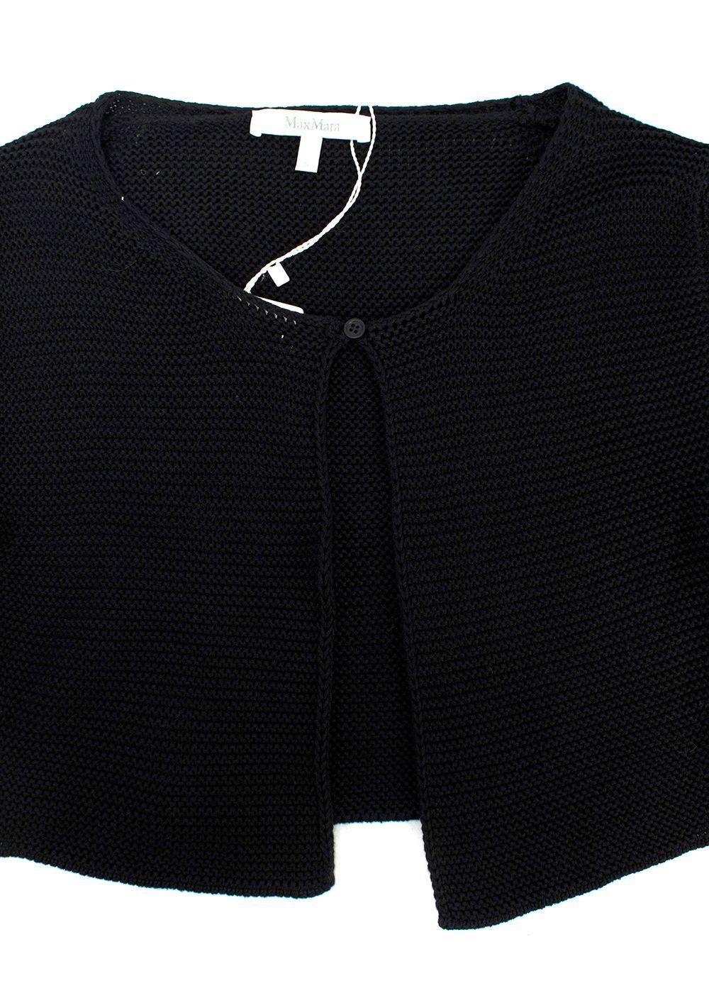 MaxMara Black Silk and Linen Blend Cropped Cardigan