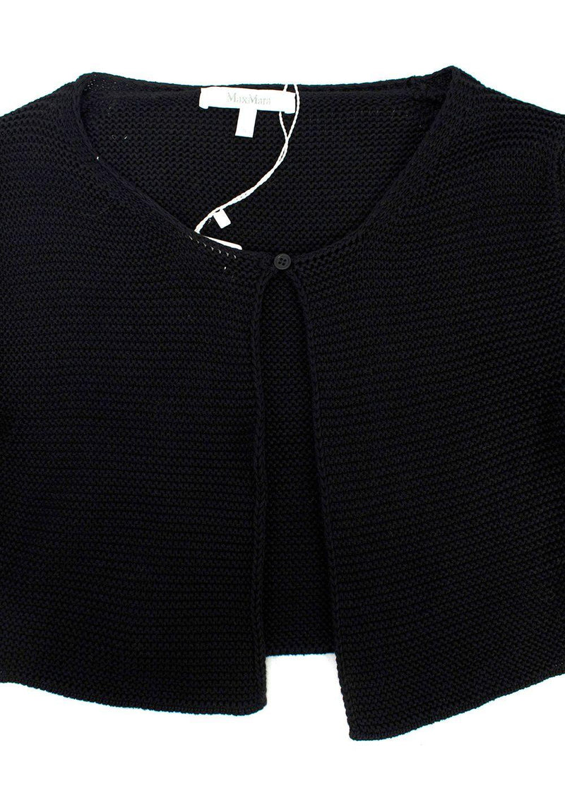 MaxMara Black Silk and Linen Blend Cropped Cardigan