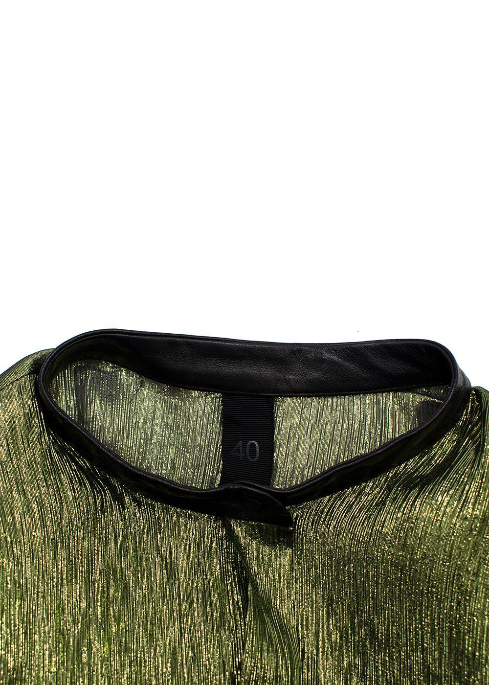 Petar Petrov Green Metallic Semi-Sheer Blouse