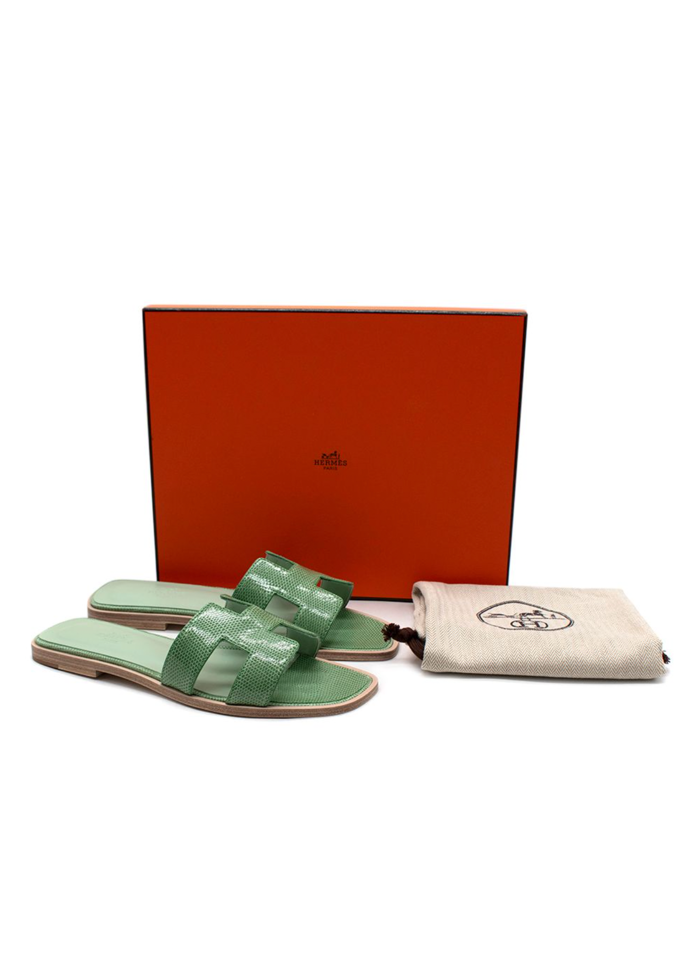Hermes Vert Jade Niloticus  Lizard Oran Sandals