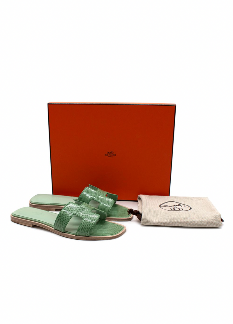 Hermes Vert Jade Niloticus  Lizard Oran Sandals