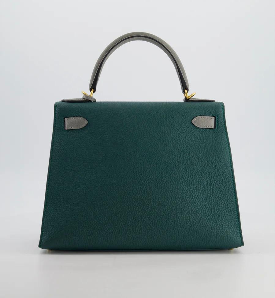 Hermes Malachite And Gris Mouette Togo Leather Kelly 28