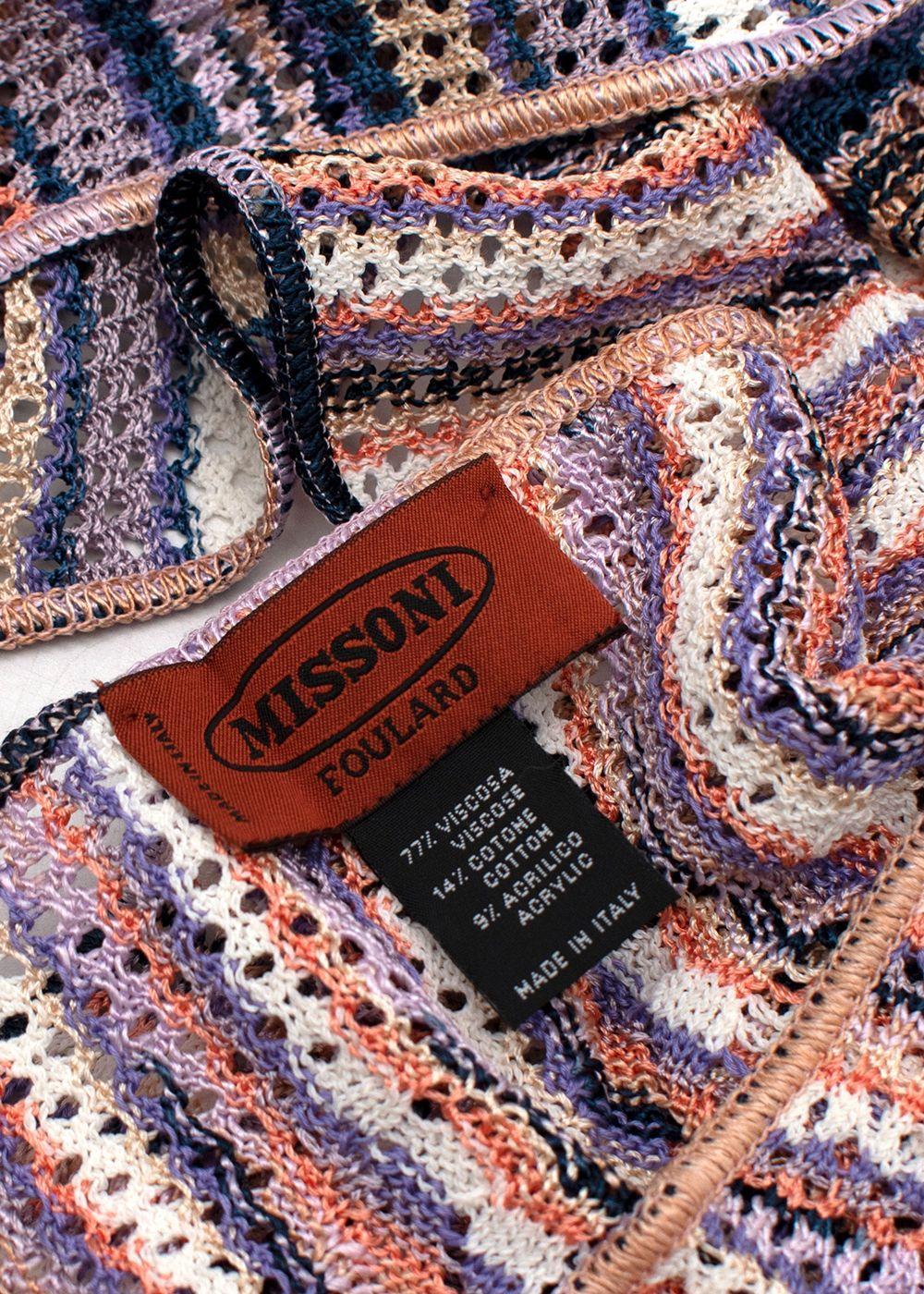 Purple & Peach Open Knit Striped Scarf
