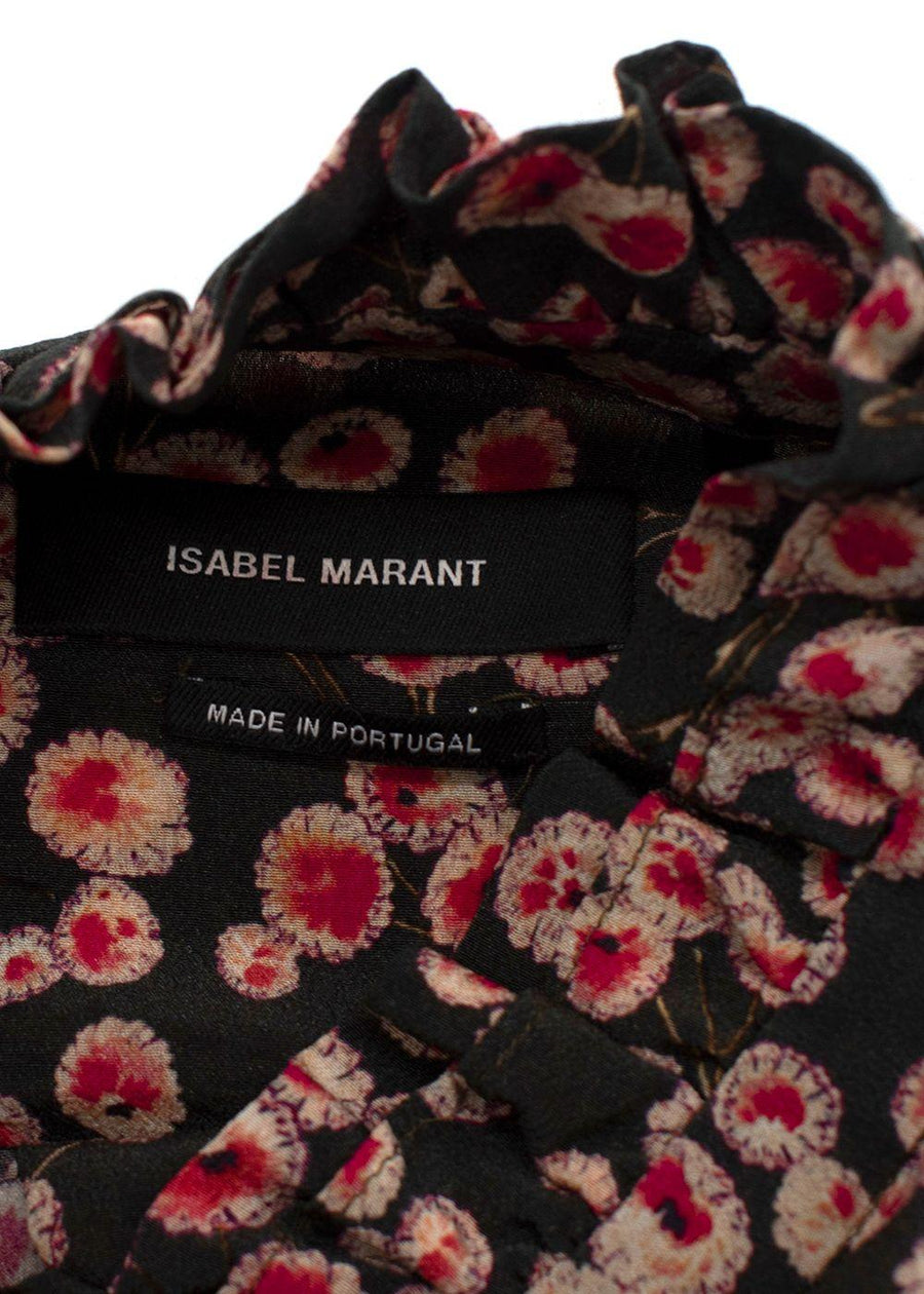 Isabel Marant Pink Floral Print Silk Blouse