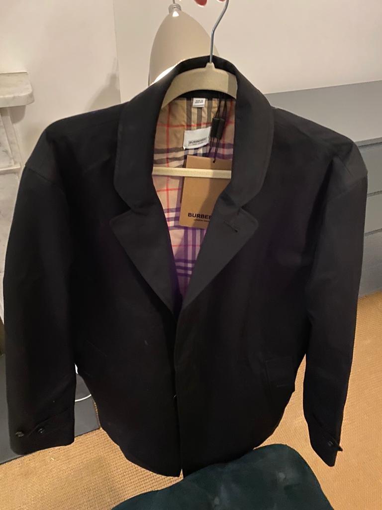 Burberry Black Cotton Gabardine Car Coat