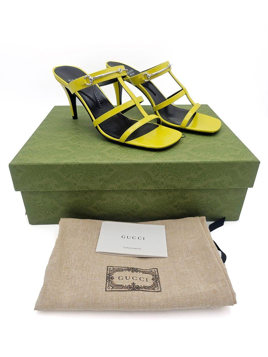 Gucci Yellow Leather Heeled Mules