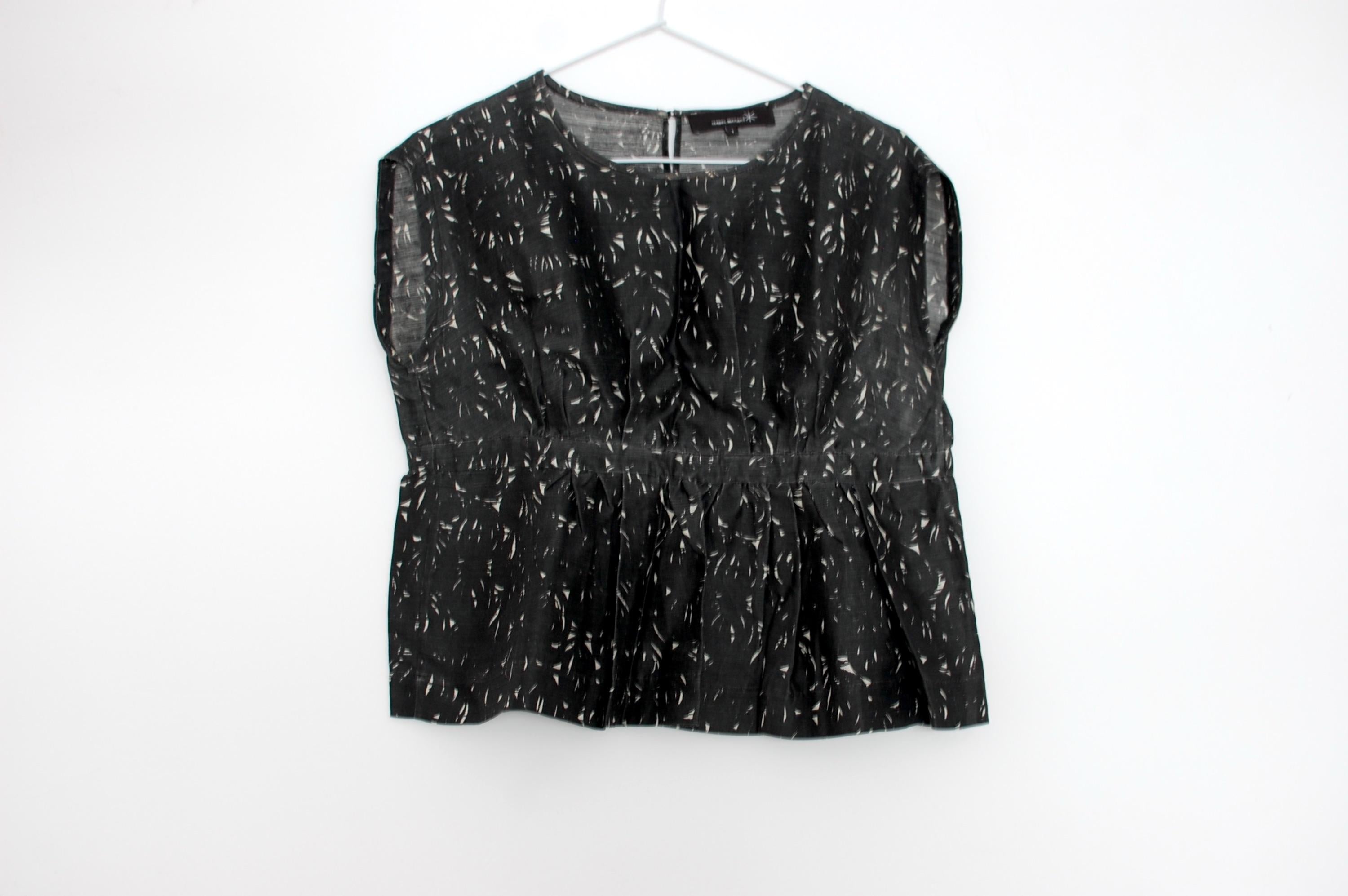Black & white silk-blend top