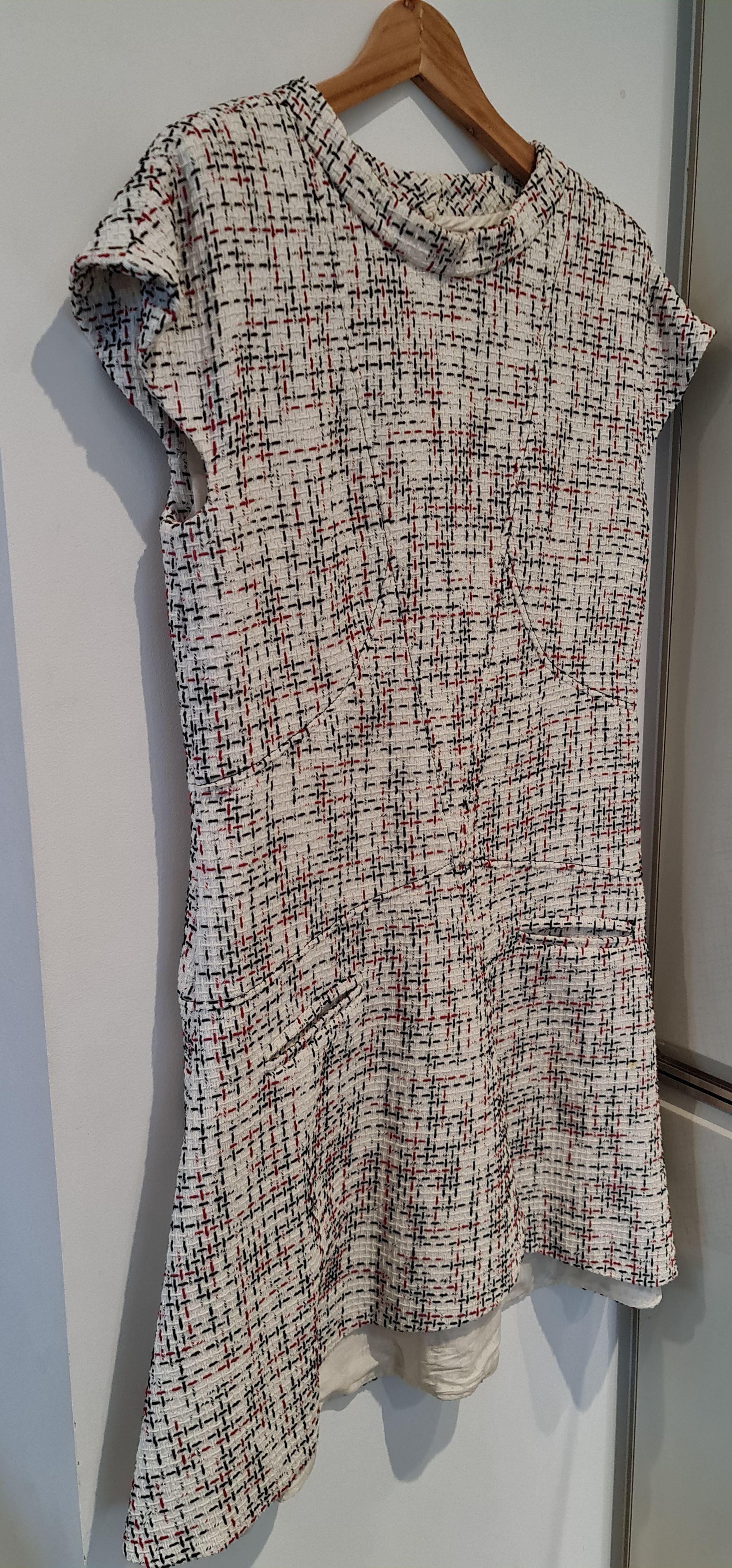 Chanel White Checked Tweed Dress