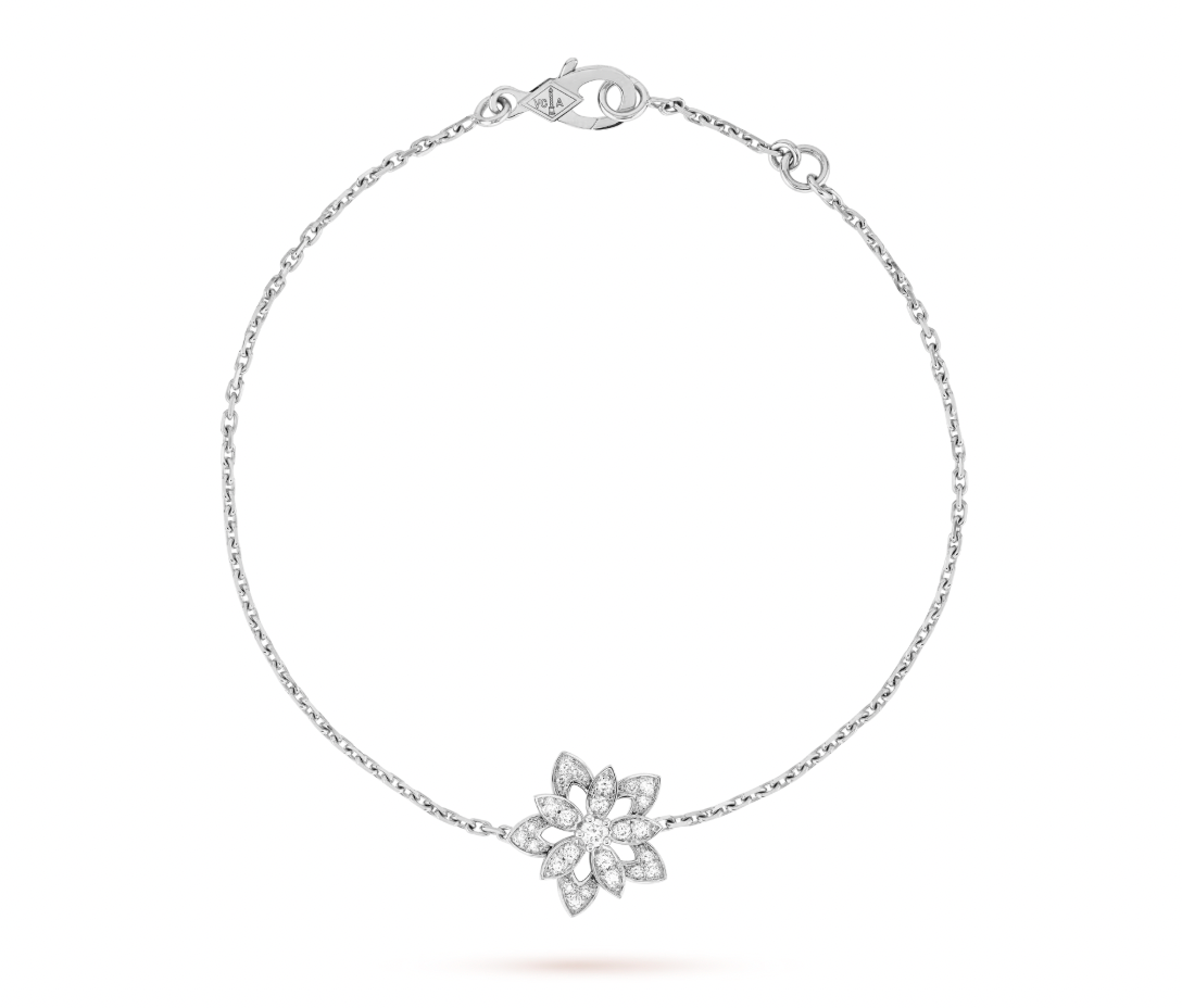 Van Cleef & Arpels White Gold Lotus Bracelet