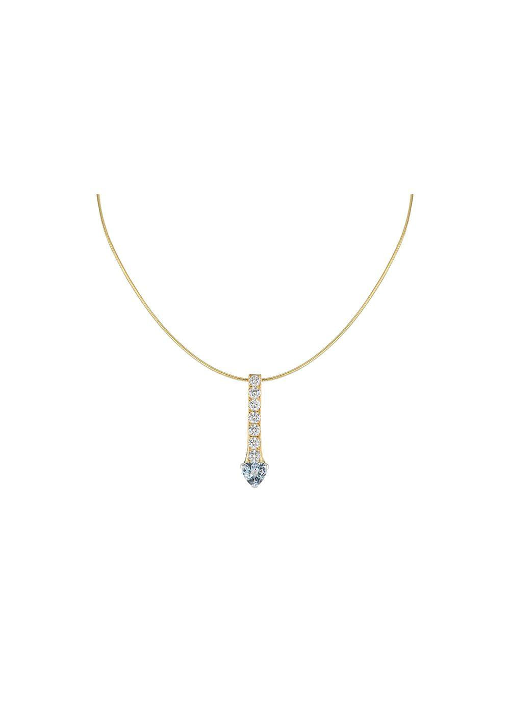 18ct yellow gold, diamond & aquamarine pendant necklace