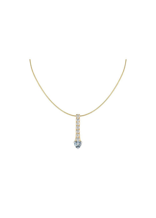 18ct yellow gold, diamond & aquamarine pendant necklace