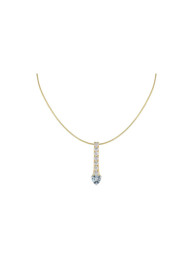 18ct yellow gold, diamond & aquamarine pendant necklace