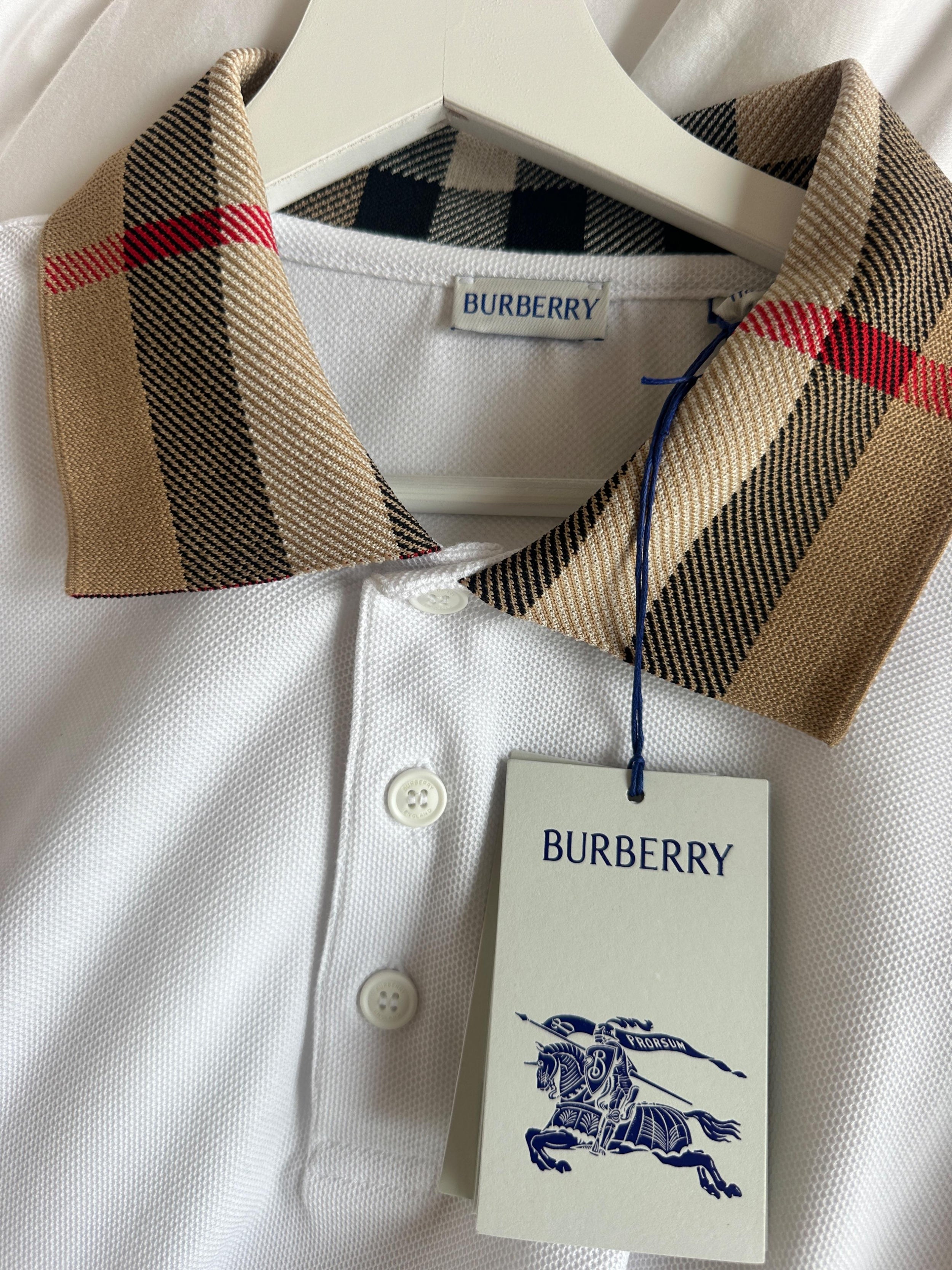 Burberry White Polo Shirt
