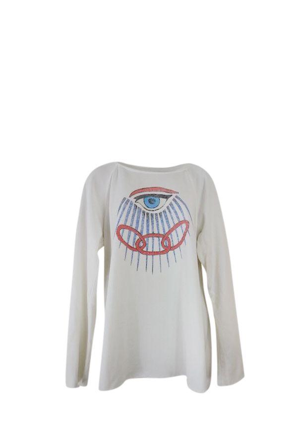 Ivory Evil Eye Print Cotton Jersey Sweatshirt