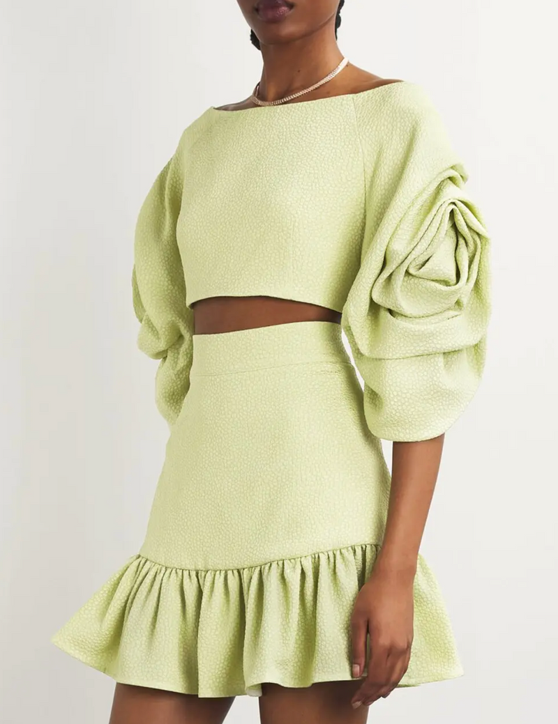 Edeline Lee Aphrodite-Sleeve Crop Top