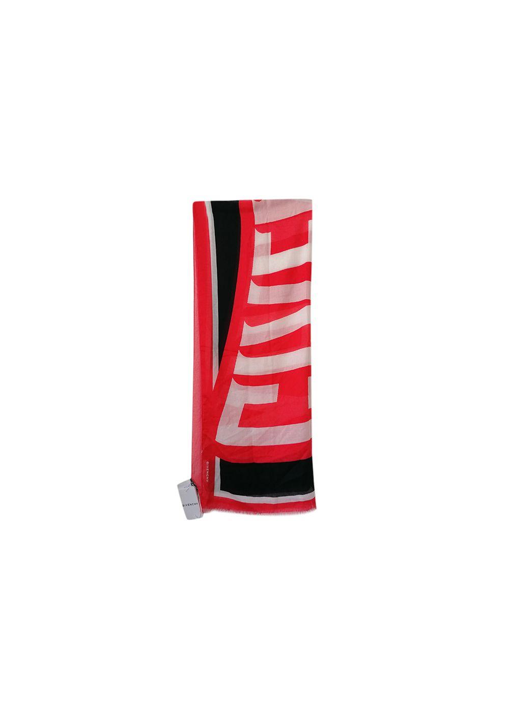 Black, white & red logo shawl