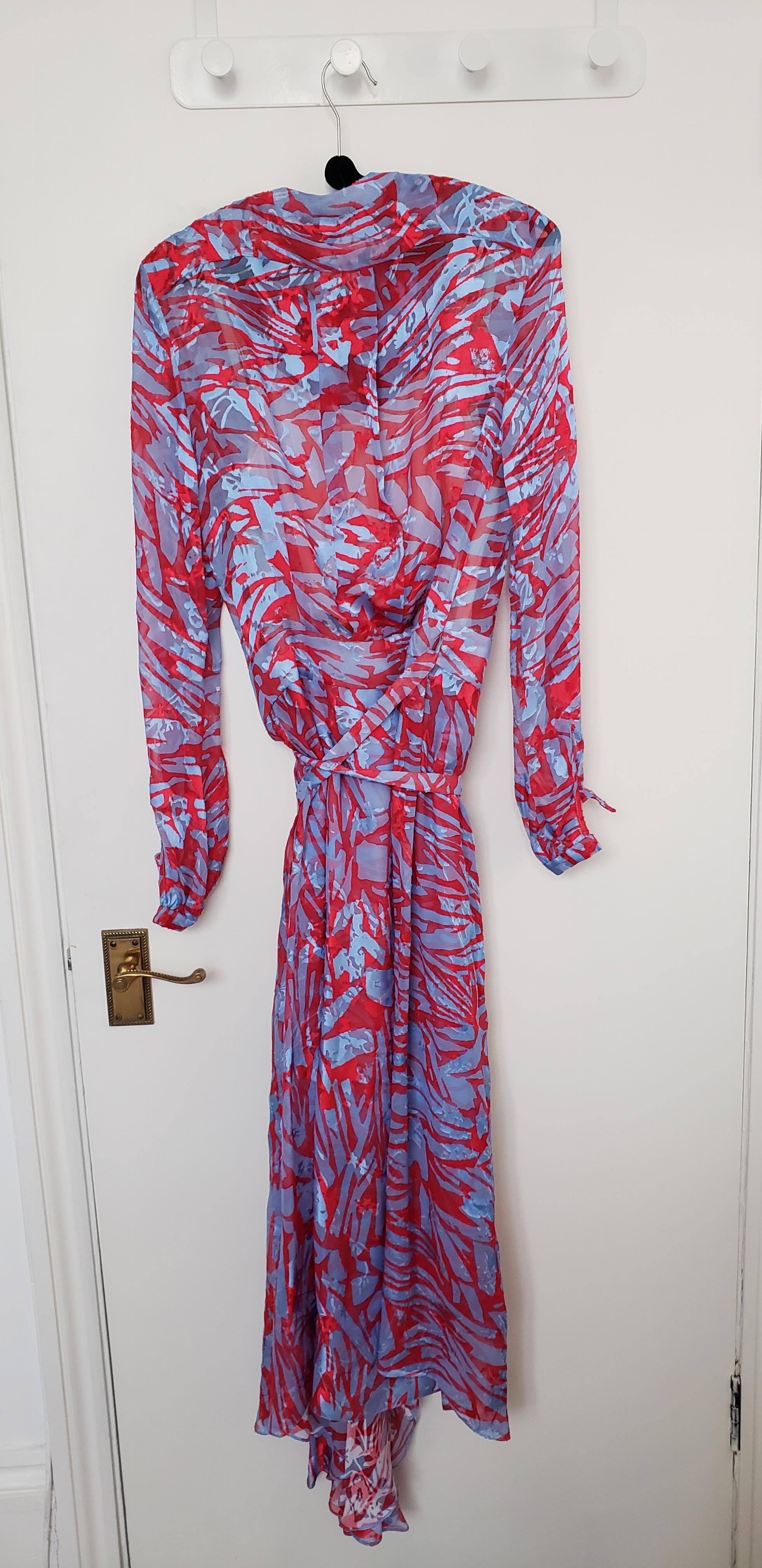 Preen By Thornton Bregazzi Silk Red & Blue Asymmetric Dress