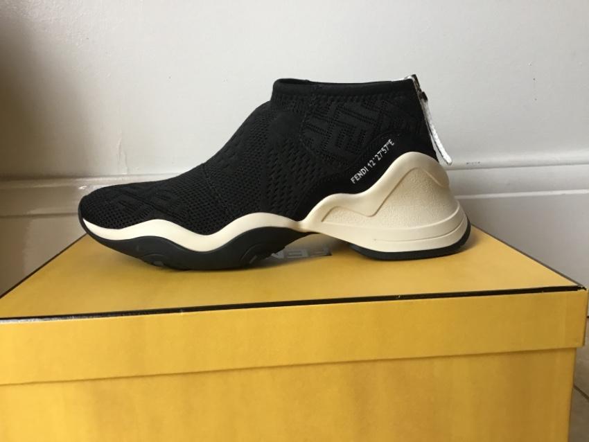 Fendi Women's Back-Zip Jacquard-Knit Sneakers
