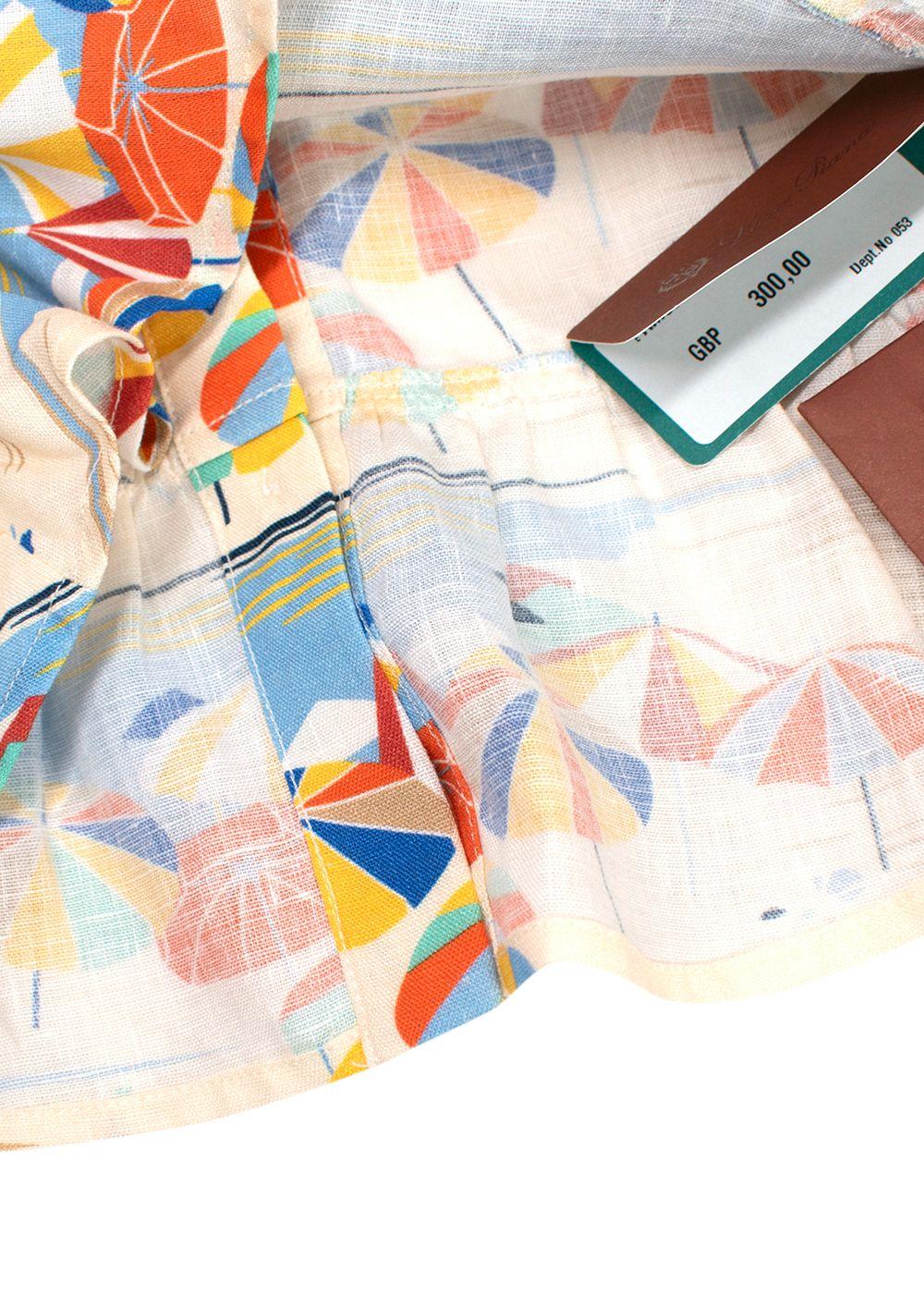 Loro Piana Kids Beach Print Iza Linen Top 2 Years