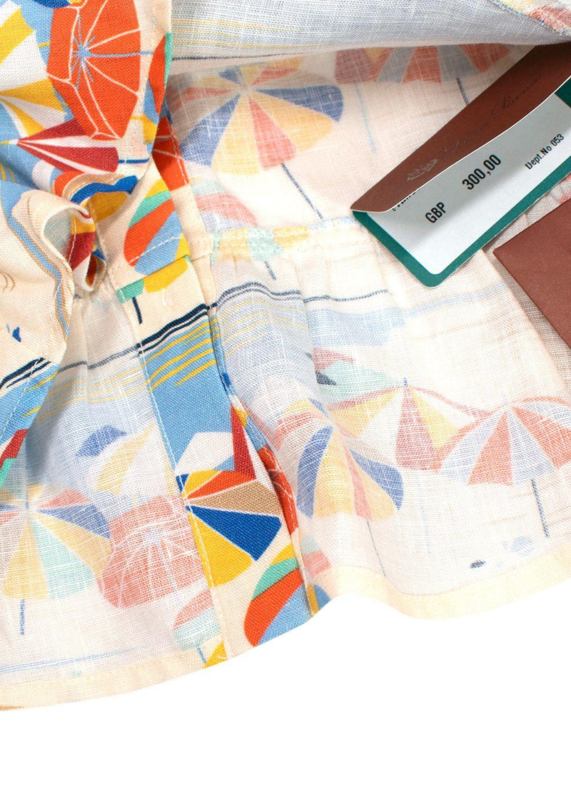 Loro Piana Kids Beach Print Iza Linen Top 2 Years
