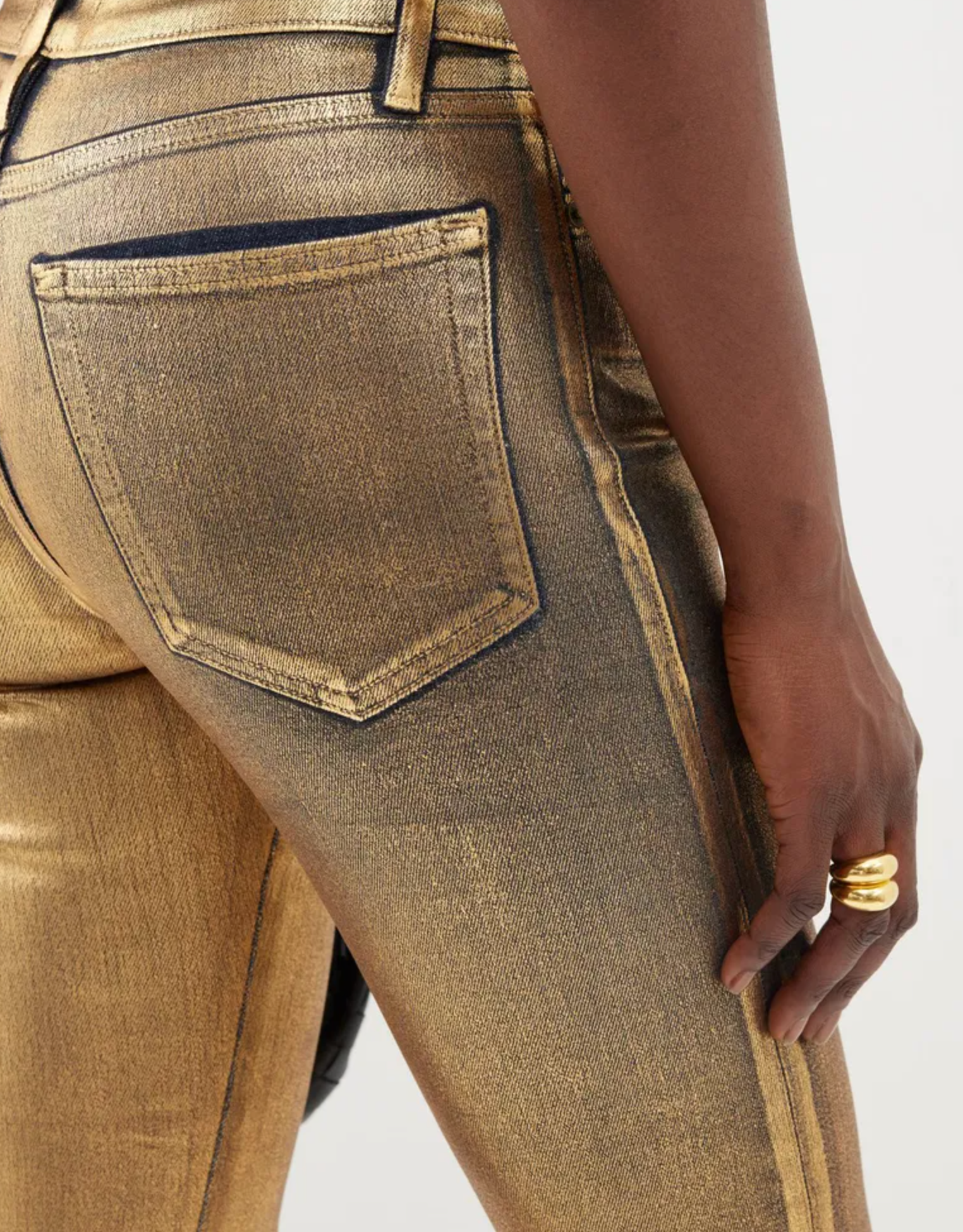 Frame Le Crop Mini Cropped Metallic Coated High-Rise Bootcut Jeans
