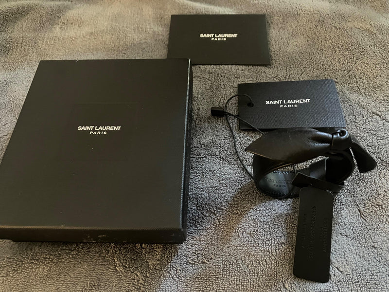 Saint Laurent Black Leather Bow Bracelet