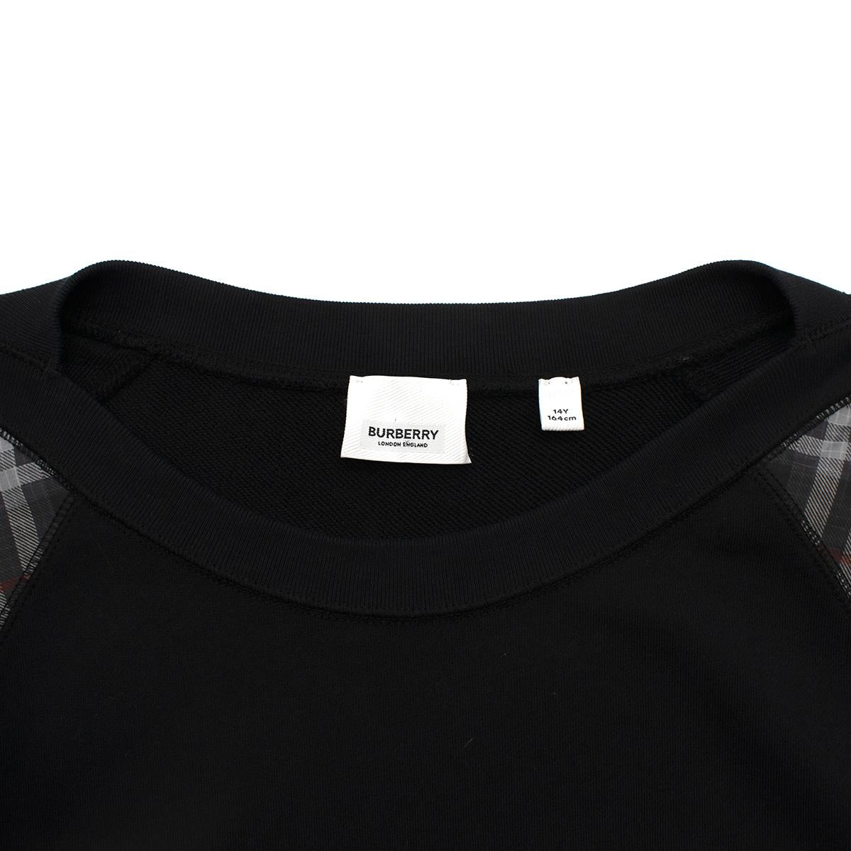Burberry Black Check Sleeves Crewneck Sweatshirt