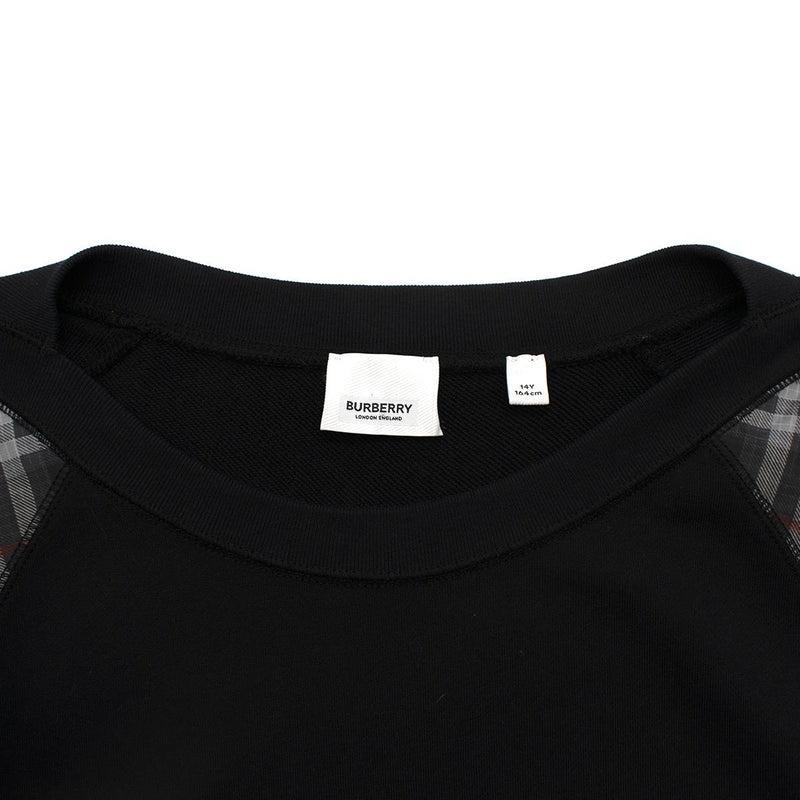 Burberry Black Check Sleeves Crewneck Sweatshirt