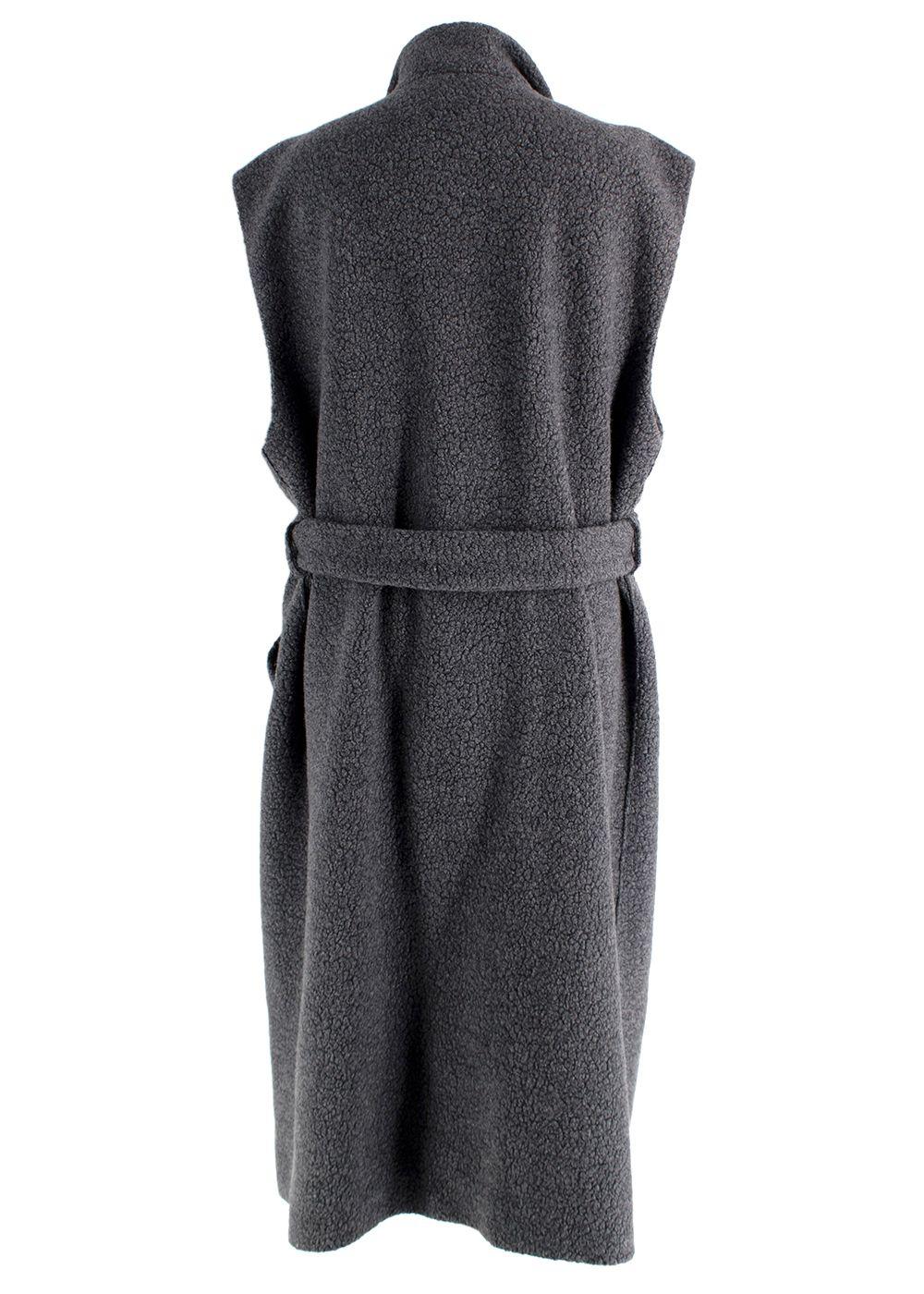Harris Wharf Grey Shearling Wool Long Gilet