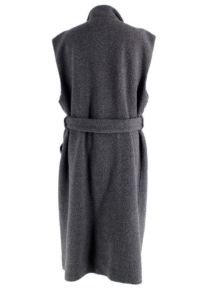 Harris Wharf Grey Shearling Wool Long Gilet