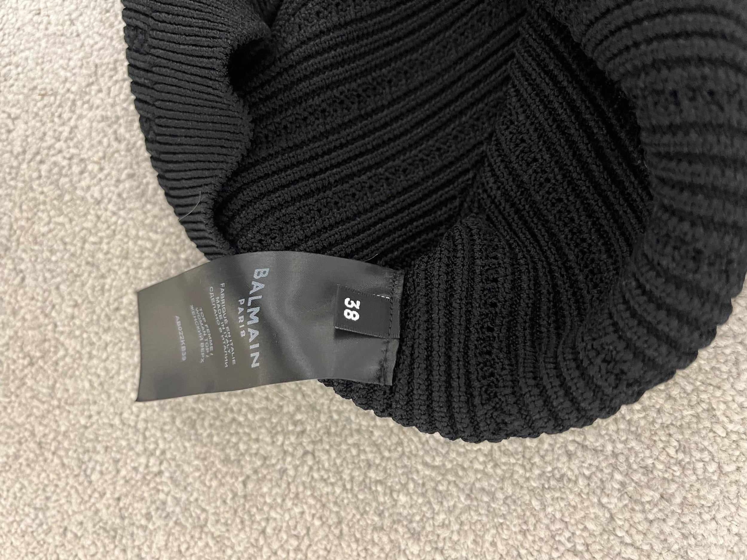 Balmain Black Knitted Crop Top