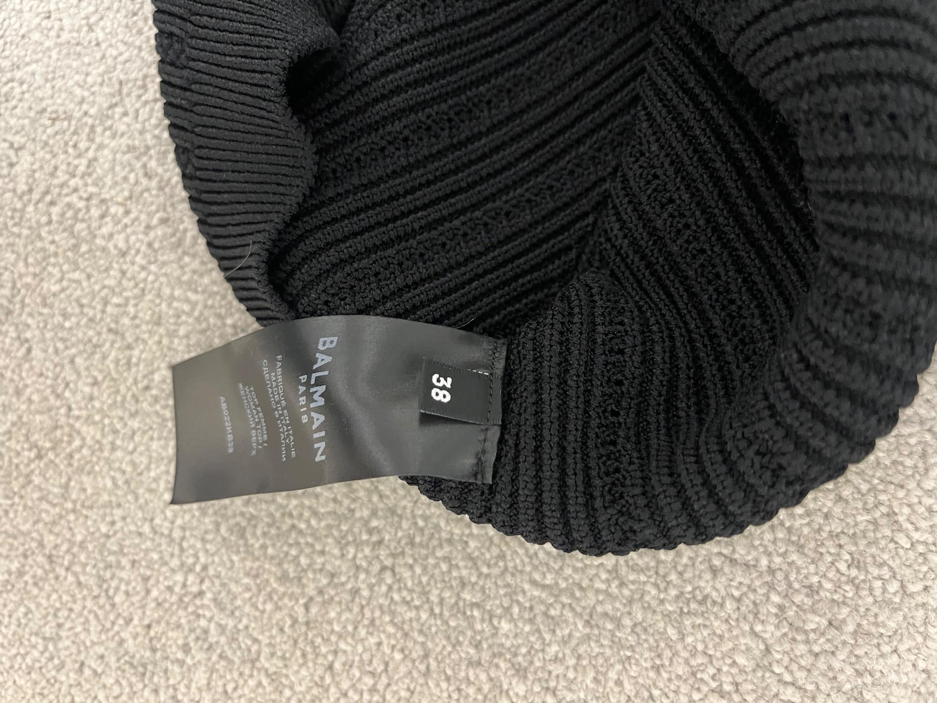 Balmain Black Knitted Crop Top