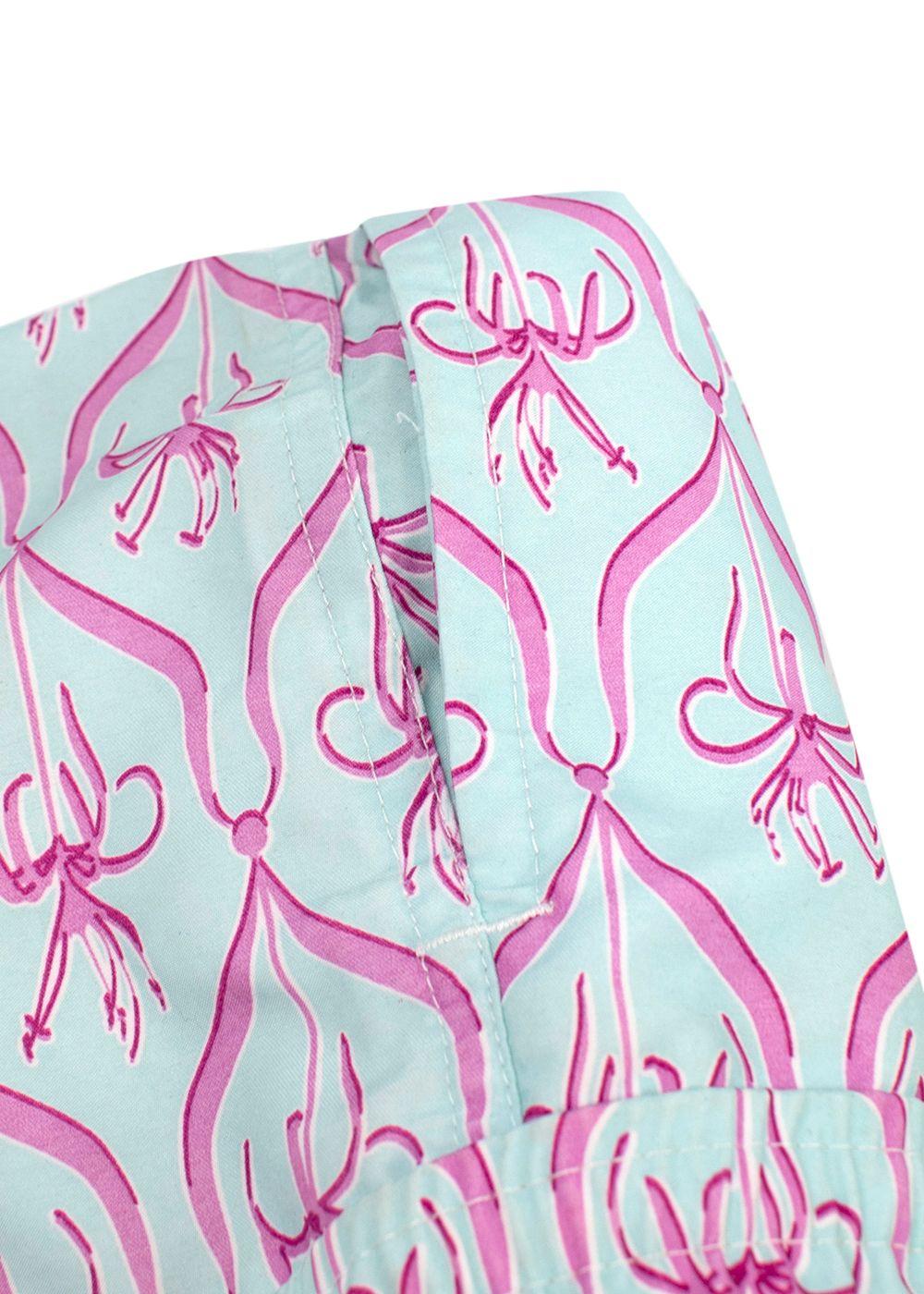 Pink House Mustique Mint and Pink Floral Shorts