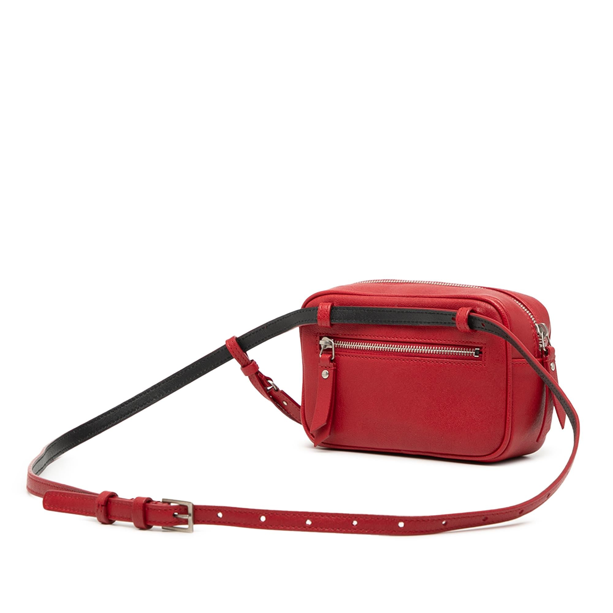 Saint Laurent Red Leather Monogram Lou Belt Bag