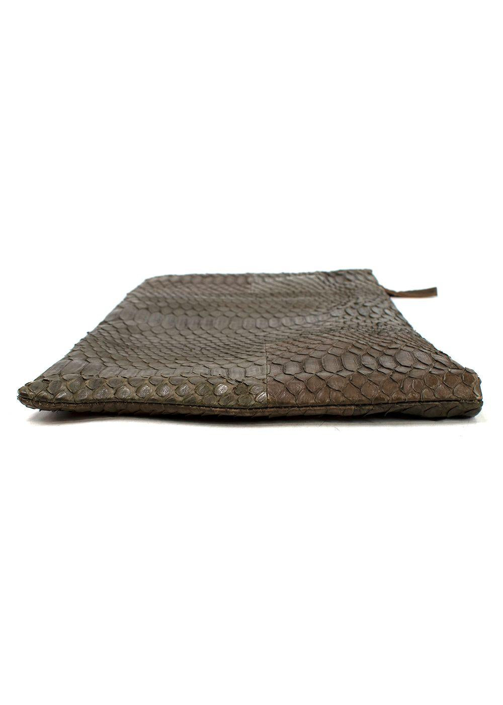 Johnny Ramli Khaki Snakeskin Clutch