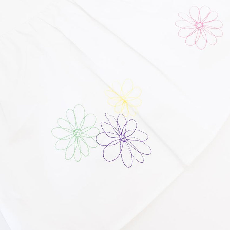2 Angels girl's white dress with embroidered flowers