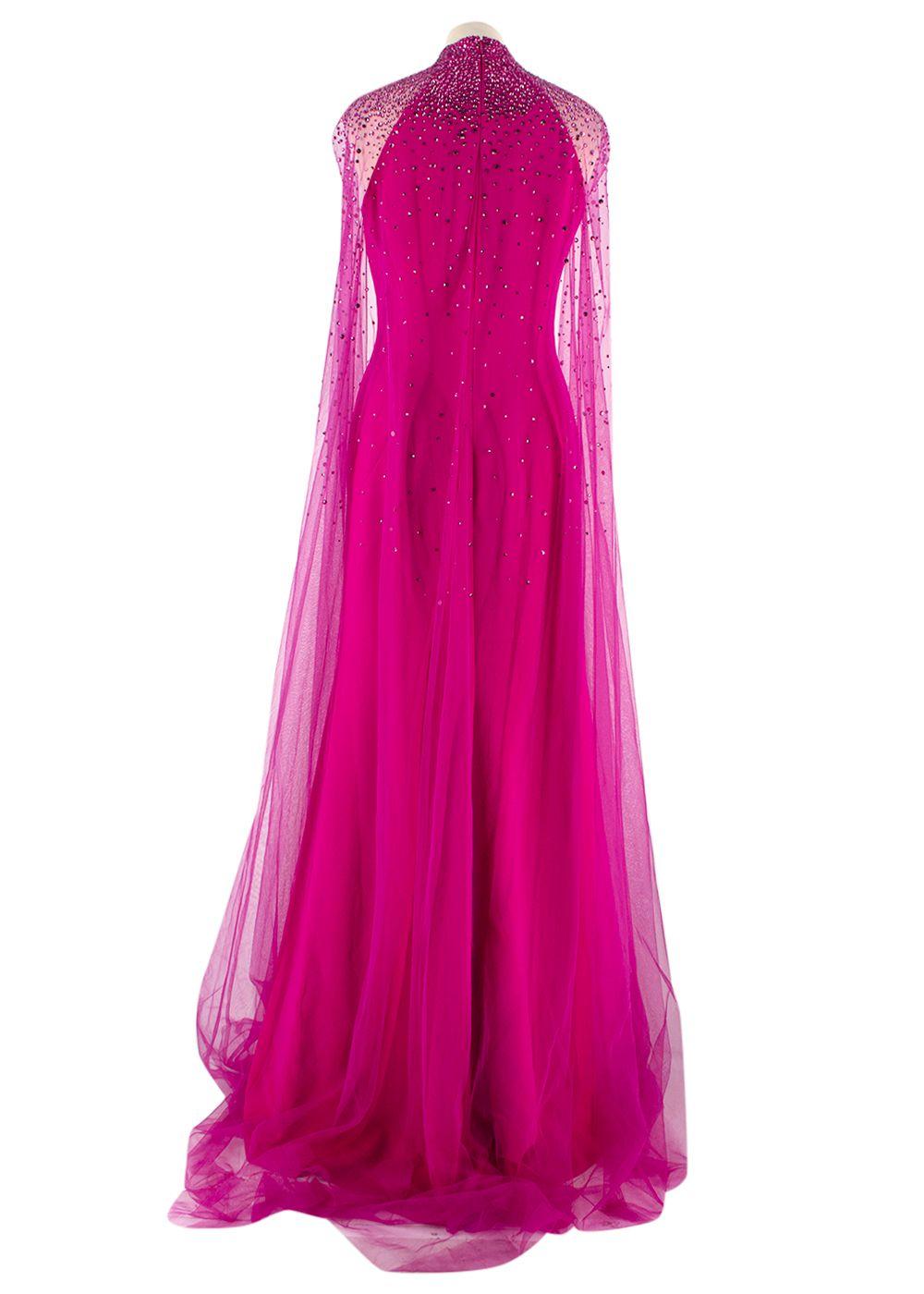 Jenny Packham Hot Pink Limelight Crystal Embellished Gown