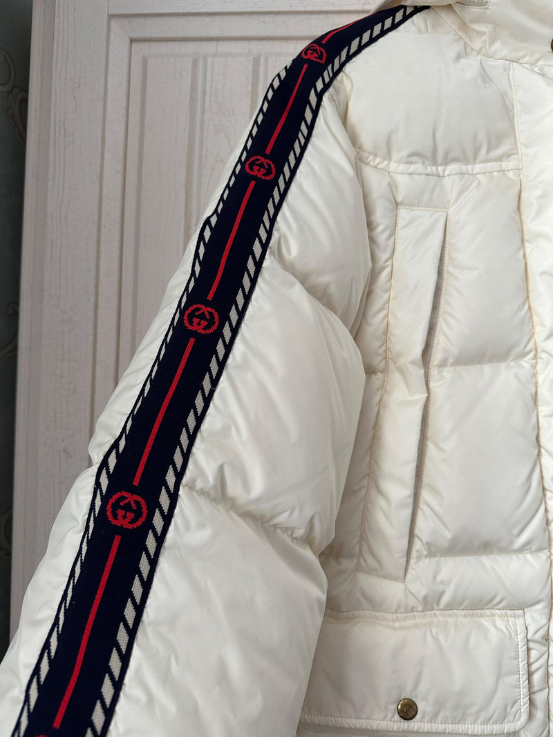 Gucci Ecru Logo Detail Padded Coat