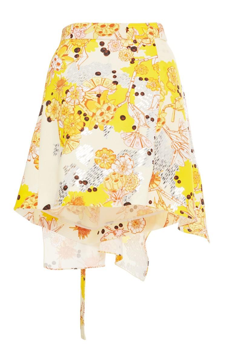 Carven Robot Flower Crepe Skirt