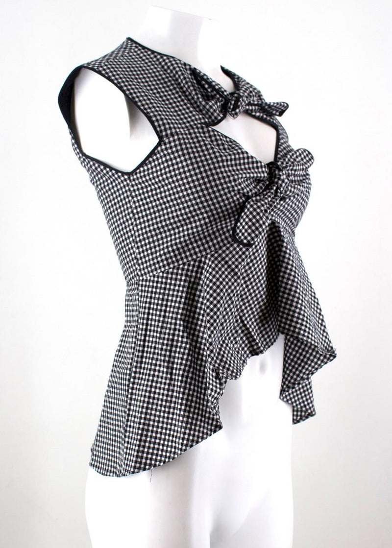 Pinko Gingham Sleeveless Tie-front Top