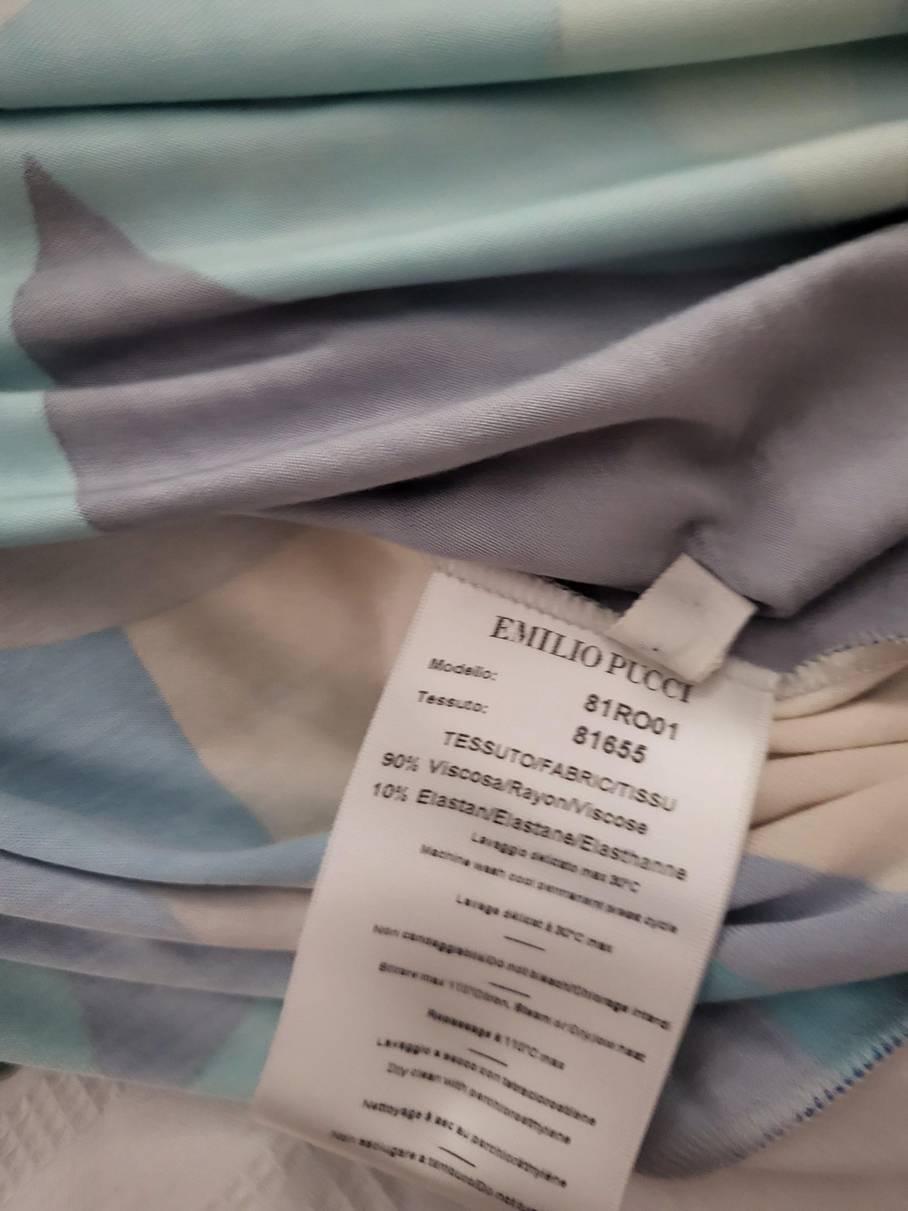 Emilio Pucci Blue Abstract Print Long Sleeve Top