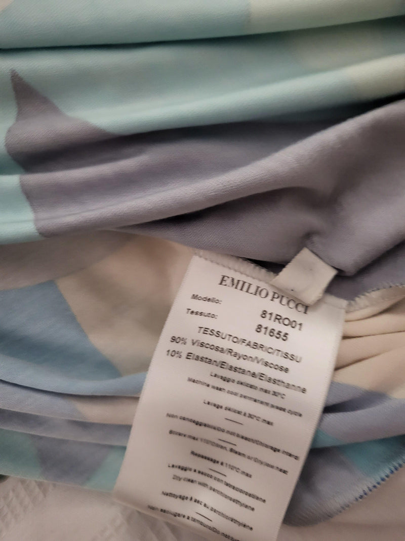 Emilio Pucci Blue Abstract Print Long Sleeve Top