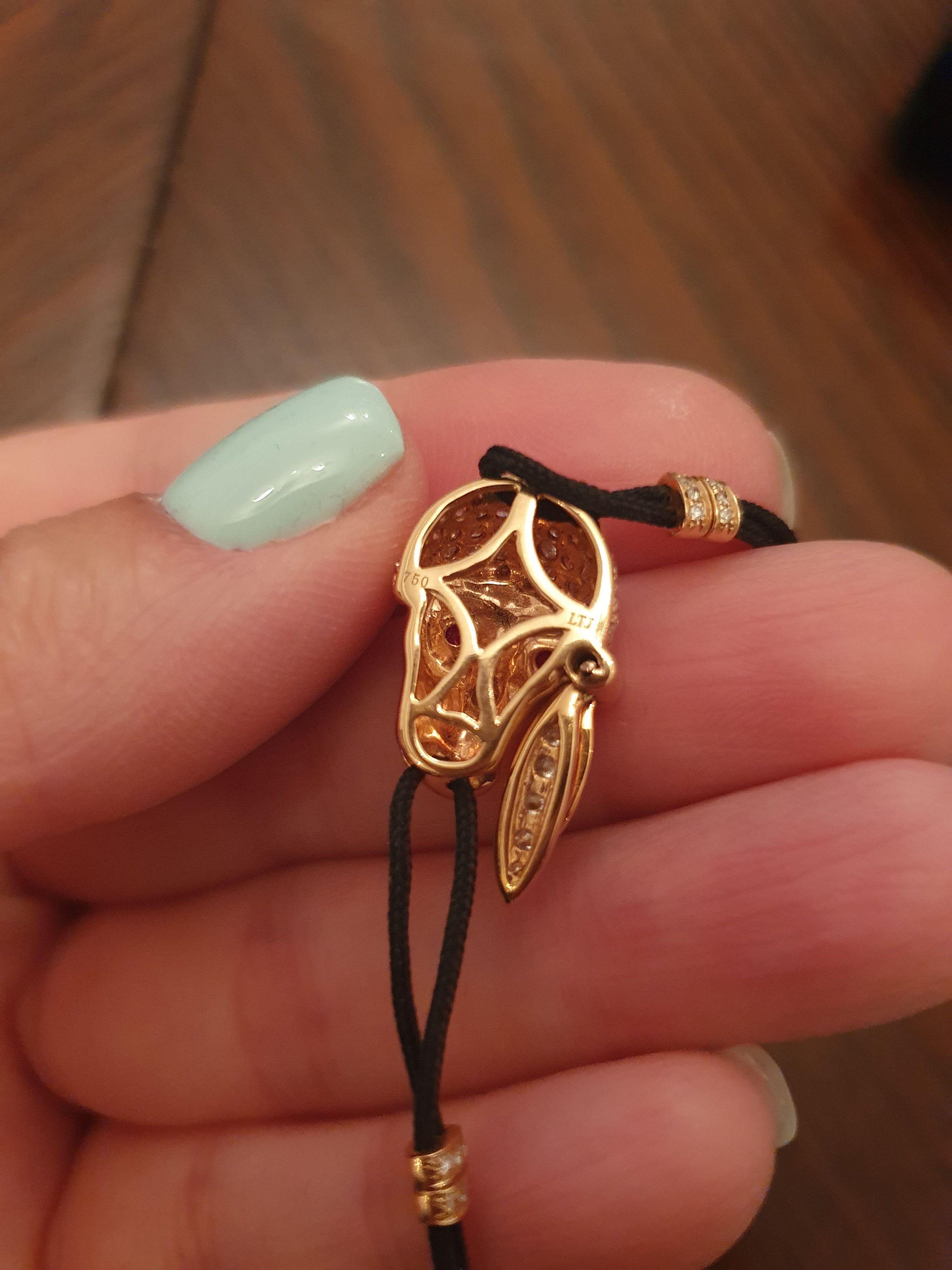 18ct gold & diamond skull rope bracelet
