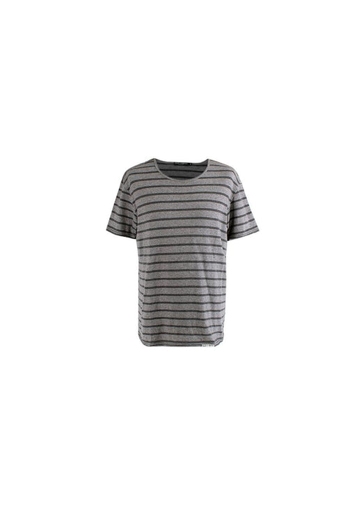 Grey Striped Cotton Jersey T-Shirt