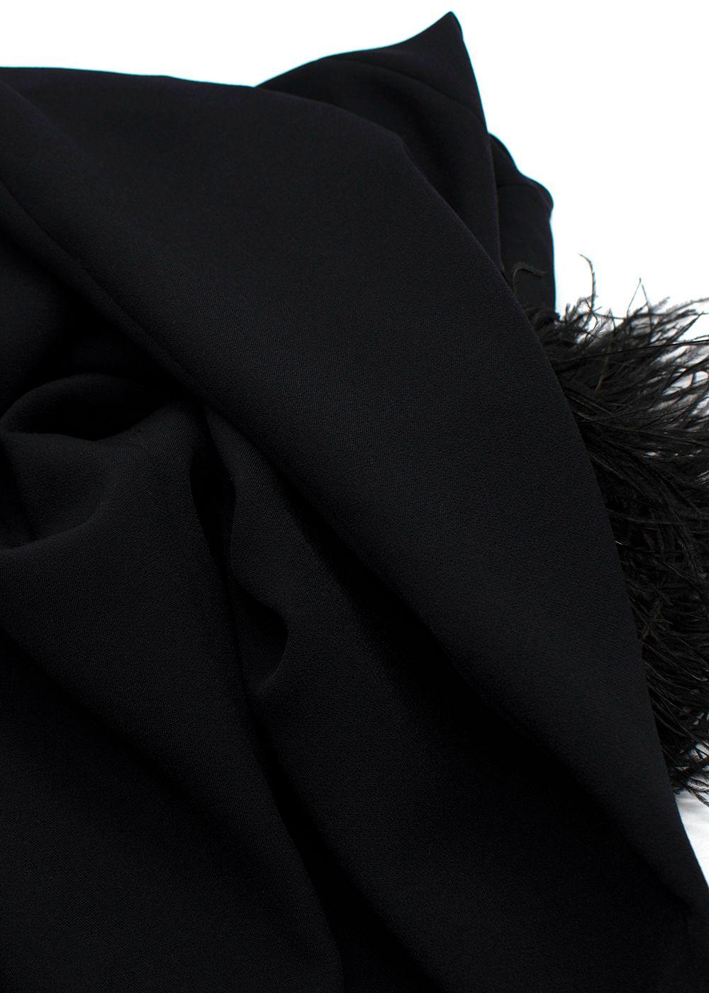 Safiyaa Black Myrine Feather-trimmed Jumpsuit