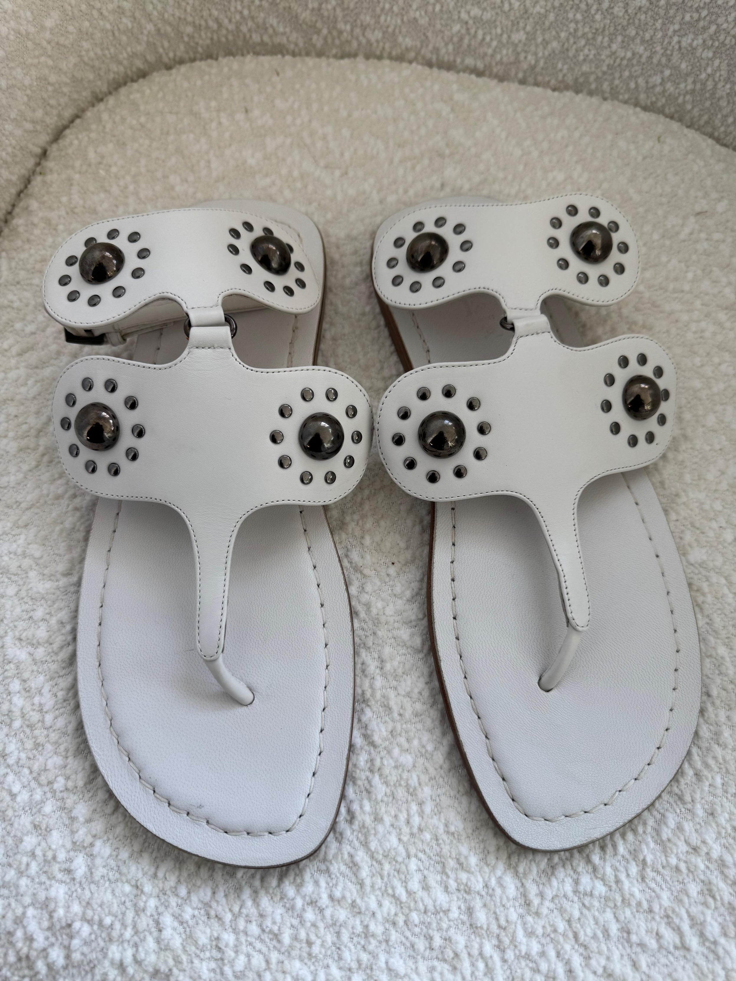 Alaia White Studded Sandals