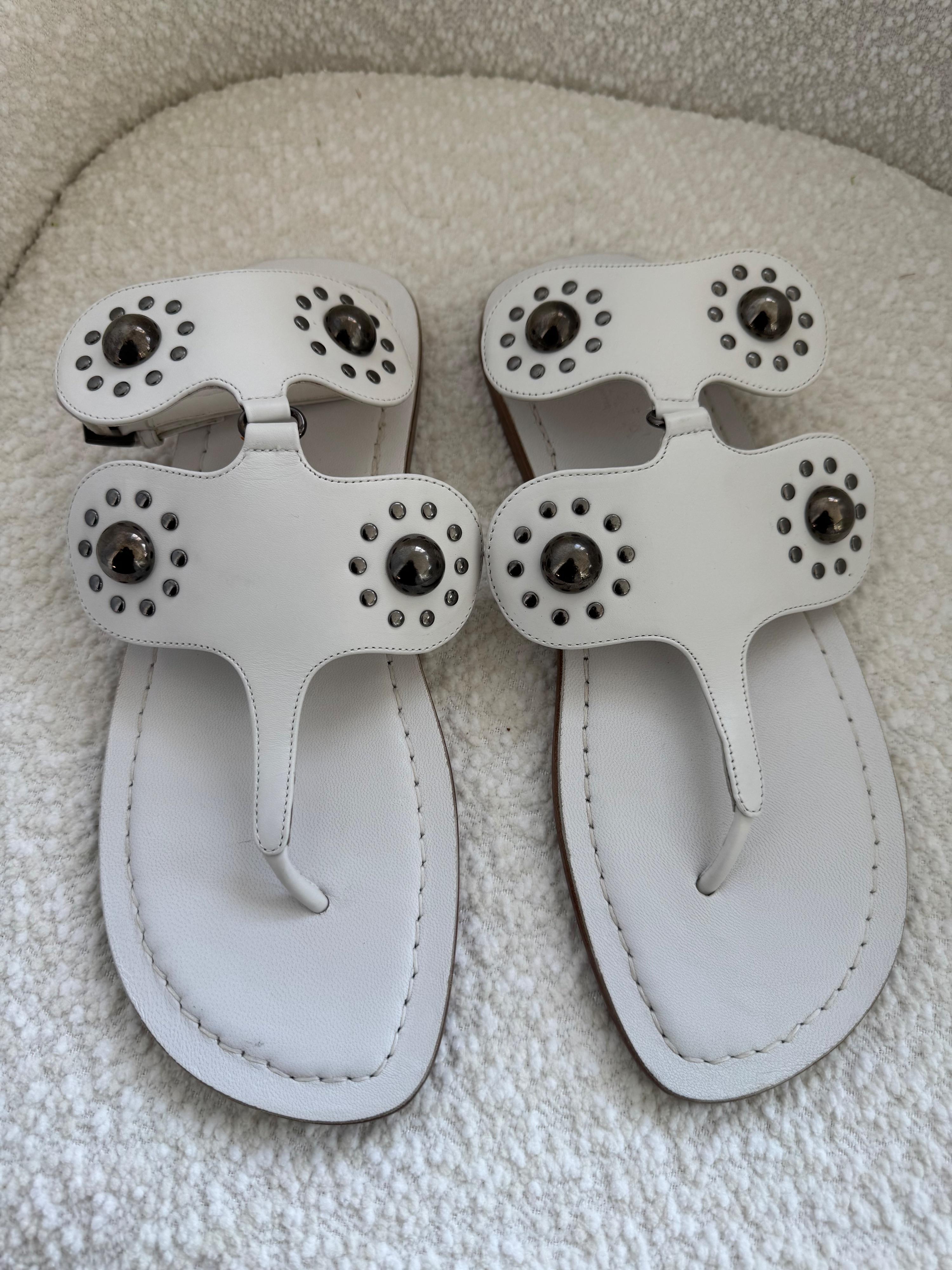 Alaia White Studded Sandals