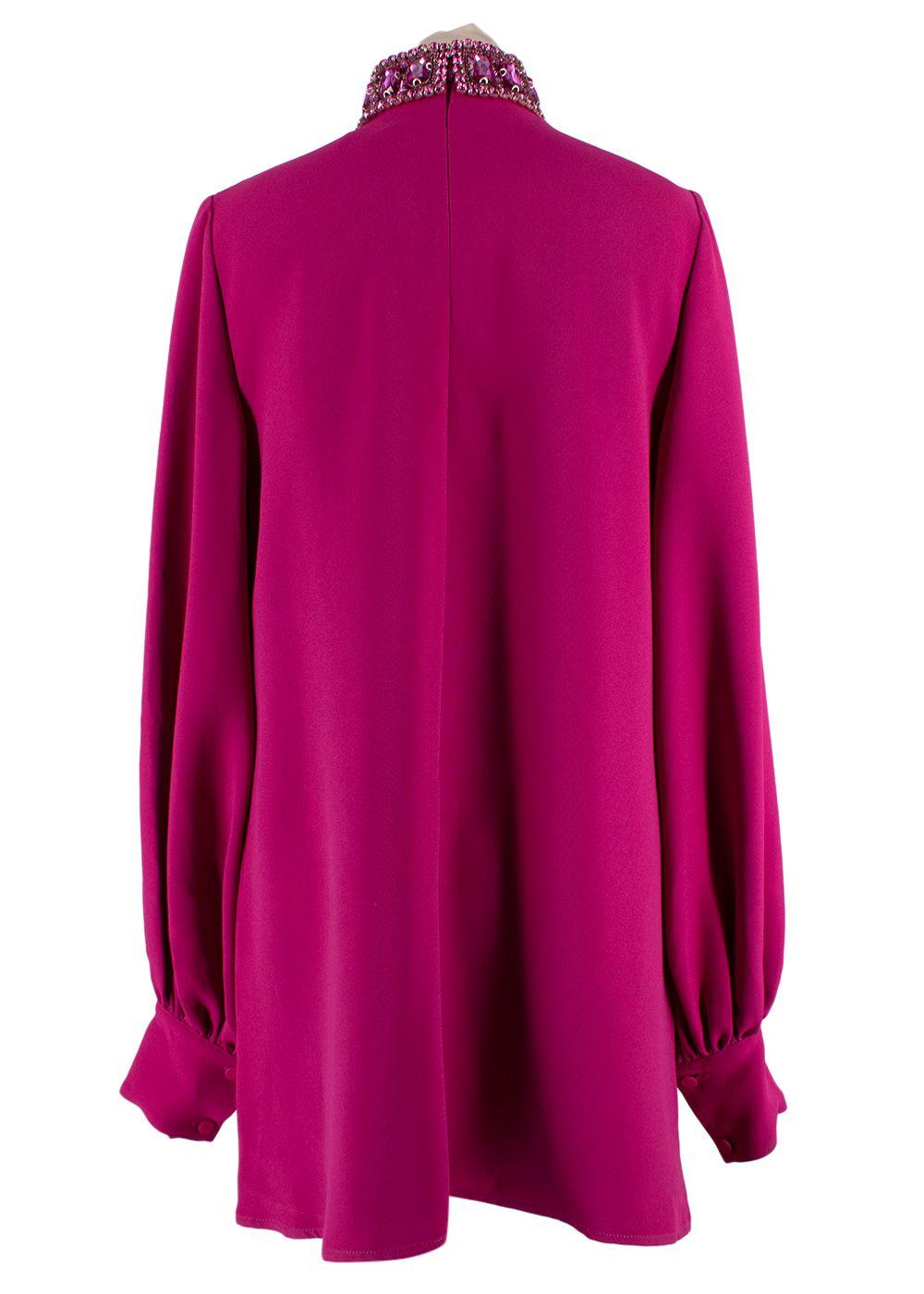 Andrew GN Fuchsia Crystal Embellished Neck Mini Dress